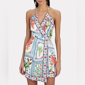 Farm Rio tropical tiles mini dress